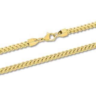 men's 24 box chain necklace yellow ion-plated stainless steel|Men's 9.5mm Curb Chain Necklace in Stainless Steel .